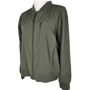 Banana Republic Womens Olive Green Zip Jacket Ribbed Trim Lightweight Size M